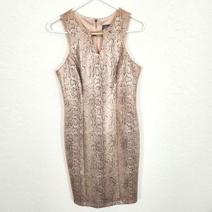 Vince Camuto | Sleeveless Faux Snakeskin Dress Neutral Gold Size 6
